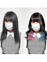 あるじゃんすー 沖縄店 コットンピンクxアクアマリン#シールエクステ#ラフウェーブ#沖縄