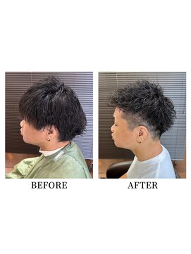 ヘアーメイク クーラ 行橋店(Hair make CURA) ショートウルフセンターパートルーズパーマメンズカット