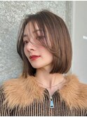 イメチェンショート外ハネボブ美髪ブルーブラックワイドバング