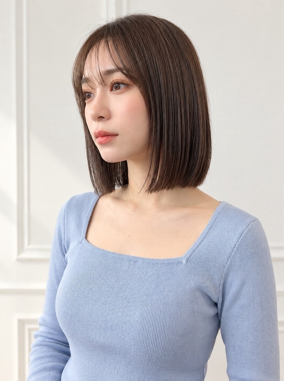 小顔見え◎艶ブラウンの切りっぱなしボブ：L293989370｜アールティー