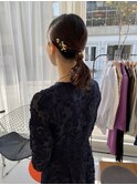 ヘアセットヘアアレンジお呼ばれスタイル金箔タイトアレンジ