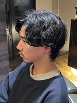 エクファフォーメン(EX-FA FOR MEN)&nbsp;波巻きパーマ×マッシュウルフ /ウルフ/アッシュブラック