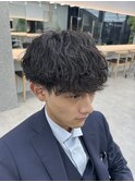 波巻きツイストスパイラルツーブロック束感マッシュメンズパーマ