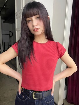 エトネ ヘアーサロン 仙台駅前(eTONe hair salon) ［ eTONe ］ぱつっと重めバング × red brown