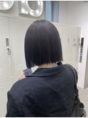 黒髪/ボブルフ/ネビージュ/小顔/ワンレン/前髪