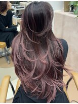 ヌエン 渋谷(NU/EN)&nbsp;バーガンディバレイヤージュレイヤーカット/バタフライレイヤー