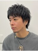 大人メンズヘアニュアンスパーマルーズショートナチュラル