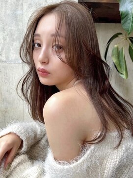 サイン 渋谷(SIGN) グレーベージュレイヤーロング前髪パーマ黒髪