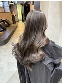 バレイヤージュ、ハイライト、レイヤーロング、グレーベージュ