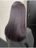 ブリーチなしダークパーブル ストレート 髪質改善 うる艶