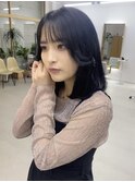 ブルーブラック/髪質改善/近鉄奈良/顔まわり/前髪/レイヤー/韓国