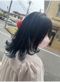 グラデーションカラーブルー/切りっぱなしロブ