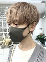 サンクマーケット 渋谷(cinq MARKET) 渋谷メンズブリーチカラーミルクティーベージュラウンドマッシュ