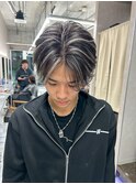フェザーショートアップバングセンターパートメンズハイライト