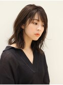 大人ガーリー似合わせミディアムレイヤーカットダークアッシュ