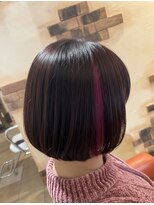 ヘアメイク フレンシア(hair make flencia)&nbsp;大人可愛い！ピンクのインナーカラーボブ【075スタイル】