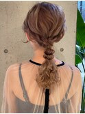 春ヘアセット　結婚式、二次会◎編み下ろし　ゆるふわアレンジ