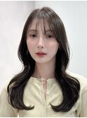 ワンカール20代30代40代◎艶感ダークブルーシースルーバング