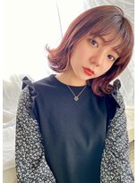 アッシュヘアー 定番外ハネボブ×イヤリングカラー