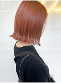 【Naoya】やわらかオレンジベージュ×ぱつっとボブ