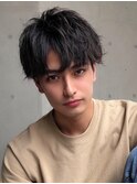 【刈り上げ大人ビジネスアップバングツイストスパイラルパーマ】