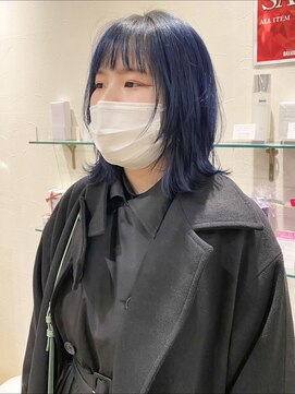 バサ 高田馬場店(BASSA) □ウルフカット×ブルー□【高田馬場/ショート/ウルフカット】