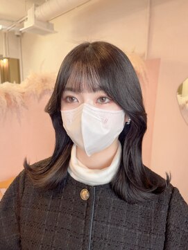 ユニ 表参道(uni) くびれミディアムヘア♪顔まわり/くびれヘア/ブルーブラック