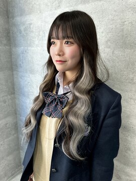 ルイス(L'wis) 小顔薄めバングピンクブラウンレイヤーエアリーロング前髪美髪