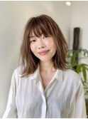 夏のオリーブベージュ×セクシーミディアム×ウェットヘ