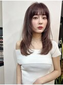 レイヤーロング姫カットレイヤー韓国ラベンダーピンク吉祥寺
