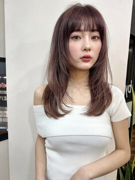 リコバイアフロート(riko by afloat) レイヤーロング姫カットレイヤー韓国ラベンダーピンク吉祥寺