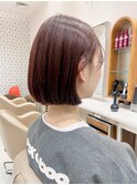 ピンクブラウン艶カラートリートメントカラーボブ