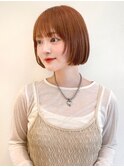 say.ボブミニボブくびれボブレイヤーボブコーラルオレンジ暖色