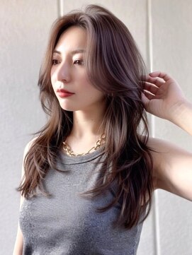 スターズレイ 本川越(STARS ray) ミルクティーベージュ 顔周りカット 韓国風ヘア レイヤーカット