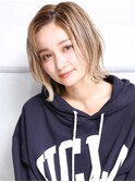 大人可愛い小顔ハイライトカラー外ハネボブ A3