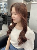 韓国風/オレンジピンクブラウン/艶カラー/ヨシンモリ