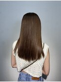 大人可愛い透明感立体感グレージュ×エアストレート
