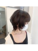 黒髪クラゲヘアーオリーブグレー小顔ココアベージュ