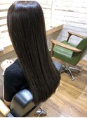 ストレートかきあげロング×透明感×ラベンダーグレージュ