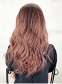 ピンクベージュ_ハイライトカラーセミウェットウェーブ_ba299341