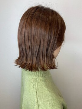 アンソメット 上津店(UN SOMMET) ピンクブラウンベージュ×切りっぱなしボブ[UNSOMMET_KAZUMI]