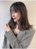 シースルーバングレイヤー_マロンベージュニュアンスカラー