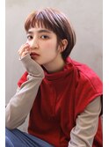 オン眉ショート　ミルクティーピンク　ショートボブ