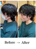 ビフォーアフター/メンズウルフ/ウルフパーマ/スパイラルパーマ