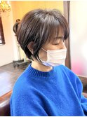 丸みショート/前髪/顔周りカット/濱崎優/白髪ぼかし