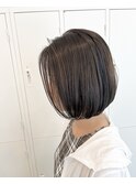 ボブ × シアーベージュ × 酸性ストレート