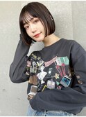 小顔★ショート/ボブ/前髪カット×黒髪/ブリーチなし/黒染め