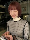 ぷつっとボブ×ピンクブラウンカラー×暖色カラー×10代20代30代