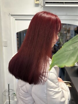 ラレイ ハラジュク(Lalei harajuku) 【白石】ブリーチなしダブルカラー赤髪チェリーレッド原宿