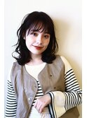 顔周りレイヤーで透け感ミディアム